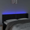 Lova Galvūgalis su LED, juodos spalvos, 147x16x78/88cm, dirbtinė oda