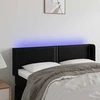 Lova Galvūgalis su LED, juodos spalvos, 147x16x78/88cm, dirbtinė oda