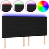 Lova Galvūgalis su LED, juodos spalvos, 180x5x118/128cm, audinys
