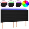 Lova Galvūgalis su LED, juodos spalvos, 183x16x118/128cm, audinys