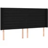 Lova Galvūgalis su LED, juodos spalvos, 183x16x118/128cm, audinys