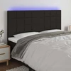 Lova Galvūgalis su LED, juodos spalvos, 200x5x118/128cm, audinys