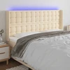 Lova Galvūgalis su LED, kreminės spalvos, 183x16x118/128cm, audinys