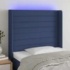 Lova Galvūgalis su LED, mėlynos spalvos, 83x16x118/128cm, audinys