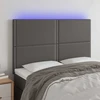 Lova Galvūgalis su LED, pilkas, 144x5x118/128cm, dirbtinė oda