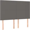 Lova Galvūgalis su LED, pilkas, 144x5x118/128cm, dirbtinė oda