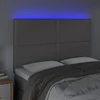 Lova Galvūgalis su LED, pilkas, 144x5x118/128cm, dirbtinė oda