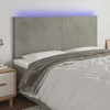 Lova Galvūgalis su LED, šviesiai pilkas, 160x5x118/128cm, aksomas