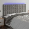 Lova Galvūgalis su LED, šviesiai pilkas, 200x5x118/128cm, aksomas