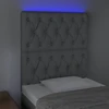 Lova Galvūgalis su LED, šviesiai pilkas, 80x7x118/128cm, audinys