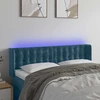 Lova Galvūgalis su LED, tamsiai mėlynas, 147x16x78/88cm, aksomas
