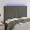 Lova Galvūgalis su LED, tamsiai pilkas, 144x5x118/128cm, aksomas
