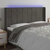 Lova Galvūgalis su LED, tamsiai pilkas, 183x16x118/128cm, aksomas