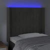 Lova Galvūgalis su LED, tamsiai pilkas, 83x16x118/128cm, aksomas
