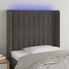 Lova Galvūgalis su LED, tamsiai pilkas, 83x16x118/128cm, aksomas