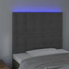 Lova Galvūgalis su LED, tamsiai pilkas, 90x5x118/128cm, aksomas