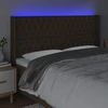 Lova Galvūgalis su LED, tamsiai rudos spalvos, 183x16x118/128cm