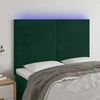Lova Galvūgalis su LED, tamsiai žalias, 144x5x118/128cm, aksomas
