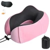 Gannepie Kelioninė pagalvė iš aukščiausios kokybės memory foam, skirta miegui, patogi ir atraminė kaklo pagalvė, nešiojami priedai lėktuvui, automobiliui, biurui ir namams (rožinė)