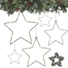 Garomia metalinės žvaigždės, juodos, 6 vnt., 30/25/20 cm, kalėdinė dekoracija, juodos metalinės žvaigždės rankdarbiams, žvaigždės vainiko rėmas, pentagramos formos vainiko žiedai, gėlių vainikas Kalėdoms, Padėkos dienai, Naujiesiems metams