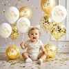 G.c 30 balionų rinkinys kūdikio sutiktuvių šventei, dekoracijos kūdikio sutiktuvių šventei, aukso ir baltos spalvos balionai, užrašas "hello Baby" kūdikio sutiktuvių šventei, lyties atskleidimo vakarėlio dekoracija, gimtadienio dekoracija, berniukams ir m