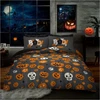 Gc Gaveno Cavailia Polycoton dvigulės patalynės užvalkalų komplektas - Halloween patalynės komplektas (200 x 200 cm) - Kvėpuojantis užvalkalų komplektas - Vaiduoklių rašto apverčiamas antklodės užvalkalas