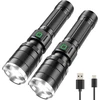 Gearlite įkraunamas led žibintuvėlių rinkinys, 2 vnt., 10000 liumenų led žibintuvėlis itin ryškus su 3 režimais, ip65 atsparus vandeniui priartinamas žibintuvėlis stovyklavimui, žygiams, lauke, avariniams atvejams
