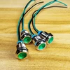 Gebildet 4 vnt. 12 mm 3v-4.5v-5v-6v-7.5v-9v Led metalinis indikatorius, atsparus vandeniui, signalinė lemputė su laidu (žalia)