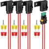 Gebildet inline saugiklių laikiklis, 4 vnt., Ip67 atsparus vandeniui 12awg laidų pynė Atc/ato 20a/30a/40a plokščių saugiklių laikiklis transporto priemonėms, laivams ir didelio našumo autobusų maitinimo sistemoms