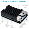 Geeekpi Raspberry Pi 4 Aliuminio Dėklas su Pasieniu Aušinimu (pilkas)