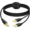 Gelrhonr Usb B spausdintuvo kabelio skirstytuvas, Usb B į Usb A spausdintuvo kabelis, Usb-b kištukas į dvigubą Usb 2.0 kištuką Y kabelis 1 į 2 išėjimų spausdintuvo kabelio perjungiklis 2 kompiuterių bendrinama klaviatūros pelės skaitytuvas (2,5 m / 8,2 pė