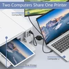 Gelrhonr Usb B spausdintuvo kabelio skirstytuvas, Usb B į Usb A spausdintuvo kabelis, Usb-b kištukas į dvigubą Usb 2.0 kištuką Y kabelis 1 į 2 išėjimų spausdintuvo kabelio perjungiklis 2 kompiuterių bendrinama klaviatūros pelės skaitytuvas (2,5 m / 8,2 pė