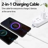 Gelrhonr Usb-c daugiafunkcinis įkrovimo kabelis, Usb C skirstytuvas, 2-in-1 Usb-c kištukas į 2 Type-c kištukus įkrovimo kabelis, suderinamas su mobiliaisiais Įrenginiais/android ir daugiau (baltas-1m-2 Usb C)