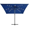 Gembinis skėtis su LED ir plieniniu stulpu, mėlynas, 250x250cm