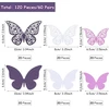 Generic 120 Vnt. 3d Drugelių Sienų Lipdukai - Dekoratyviniai Amatai (balti, Violetiniai)