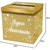 Générique taupyklė urna aukso spalvos metallic happy birthday 20cm (x1)