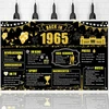 Generisch 60-ojo gimtadienio vakarėlio dekoracijų baneris, skirtas 1965 metų gimtadienio plakatui, didelis fonas vyrams ir moterims 60-ajam gimtadieniui (juodas Gold-1965)