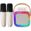 Genround karaoke aparatas su 2 mikrofonais, bluetooth garsiakalbis su vokalo pašalinimu, 3 led apšvietimo režimai, balso keitimas, bluetooth mikrofonas vaikams, suaugusiems, berniukams, mergaitėms (smėlio spalvos)