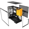 Geometric Future M5 tempered glass mid tower, E-atx/atx žaidimų kompiuterio korpusas, 1.2 mm plienas, type-c, įrankių nereikalaujantys paneliai, palaiko 420/360 radiatorių, dviguba kamera, juodas/geltonas, Geo-m5-by