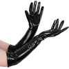 Geyoga ilgi moteriški pirštinės wetlook pirštinės elastingos blizgios operinės pirštinės elegantiškos vakarinės pirštinės 50 cm, juodos