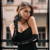 Geyoga ilgi moteriški pirštinės wetlook pirštinės elastingos blizgios operinės pirštinės elegantiškos vakarinės pirštinės 50 cm, juodos