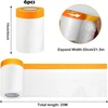 Gigmeta 6 ritinėliai maskavimo plėvelės dažytojui, maskavimo plėvelės juosta auksinė juosta maskuoklis su plėvele 55 cm x 20 m, skaidri maskavimo plėvelė su audinio lipnia juosta lipni dažytojo plėvelė dažytojo juosta