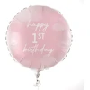 Ginger Ray rožinis apvalus folinis balionas "happy 1st Birthday" vakarėlio dekoracija, 18 colių