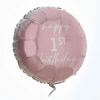 Ginger Ray rožinis apvalus folinis balionas "happy 1st Birthday" vakarėlio dekoracija, 18 colių