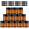 Gintaro spalvos stiklinis tuščias indelis, skaidrus indelis, 100 ml, 12 vnt. rinkinys, rudos spalvos stikliniai tepalo indeliai, puodelių rinkinys su dangteliu losjonui, kremui, mini žvakėms, kosmetikai, kelionėms, naudojimui namuose