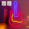 Gitara neoninis ženklas, muzikos natų neoninis ženklas, neoninė naktinė lemputė, neoninė lempa su 2 kabliukais, maitinama baterijomis arba usb neoninė lemputė, muzikos neoninė lemputė, neoninė meno lemputė, roko lemputės ženklas namams, miegamojo dekoras