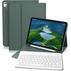 Gkabxy dėklas su klaviatūra, skirtas ipad (a16) 10/11 kartos, 10.9/11 colių, (2022/2025), minkštas tpu galinis dėklas su rašiklio laikikliu, magnetinė nuimama bluetooth klaviatūra, qwertz išdėstymas, night žalias