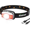 Glangeh įkraunamas led galvos žibintas su 1200 mah baterija, itin ryškus galvos žibintas su balta ir raudona šviesa, 6 šviesos režimai, ipx4 atsparus vandeniui, 45° reguliuojamas bėgimo žibintas bėgiojimui, žvejybai, žygiams