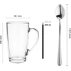 Glasmark Krosno 1992 Latte Macchiato stiklinės su rankena ir šaukšteliu, 6 vnt. rinkinys, 400 ml, stiklinės arbatai, puodeliai kavai, cappuccino, šaltai arbatai, skaidrus stiklas