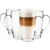 Glasmark Krosno 1992 stiklinių rinkinys kavai, arbatai su rankena, 4 vnt., 400 ml, kavos, arbatos, latte stiklinė, arbatos puodeliai, stikliniai puodeliai, didelė gėrimų stiklinė, galima plauti indaplovėje, Alex, skaidri